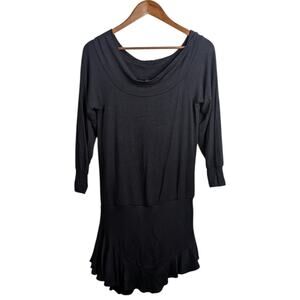 Riller & Fount Romper Dress Size 1 Small Black Modal Off Shoulder Slouchy Drape